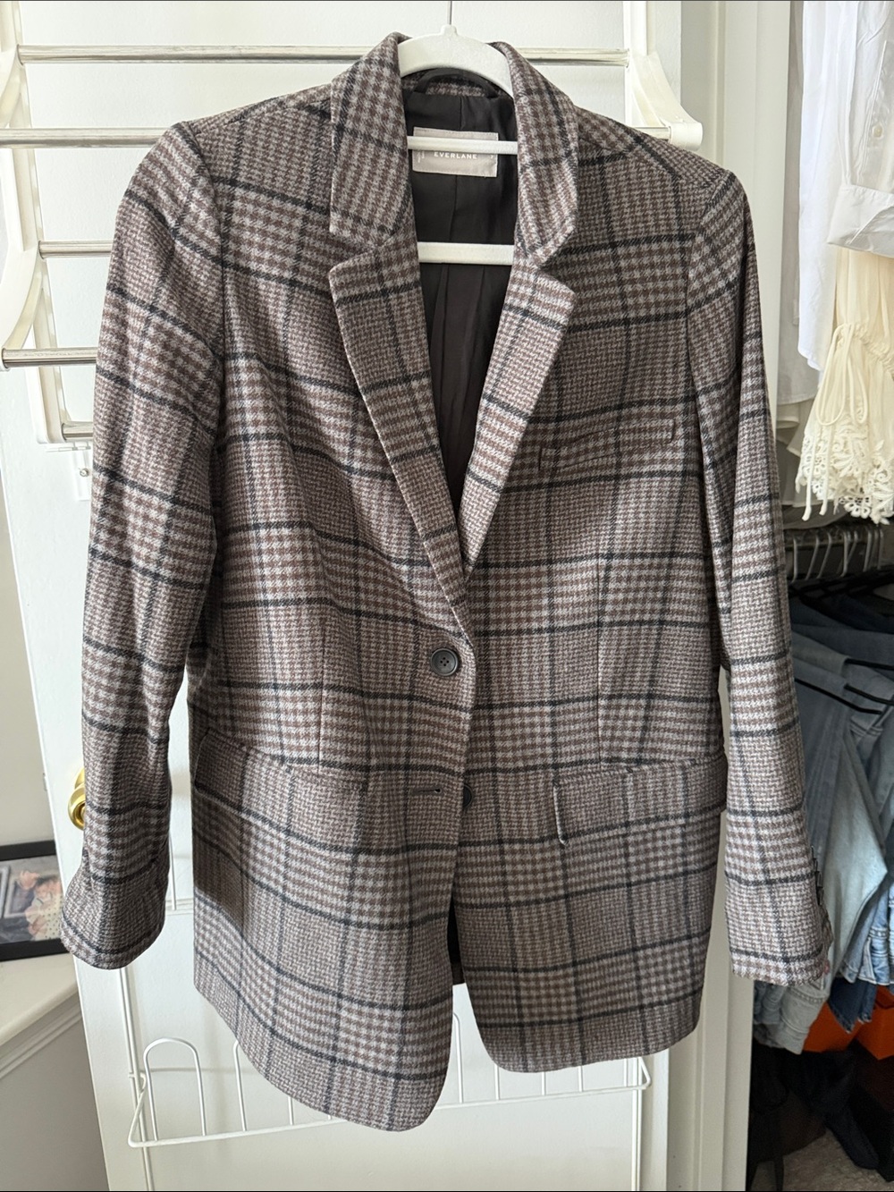 Everlane Plaid Wool-Blend Blazer Jacket